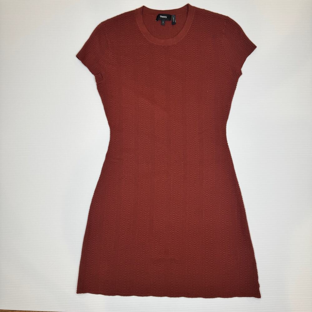Theory Branteen Mini Sheath Dress Brown Rust Women’s Small Naturecore Neutral - Picture 5 of 14